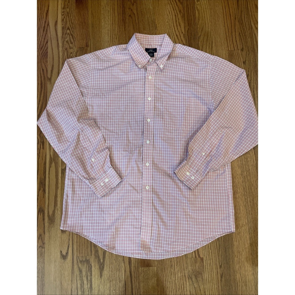 Brooks Brothers 346 Men's Button Up Red Plaid Non-Iron 100% Cotton Size Large - Picture 2 of 5